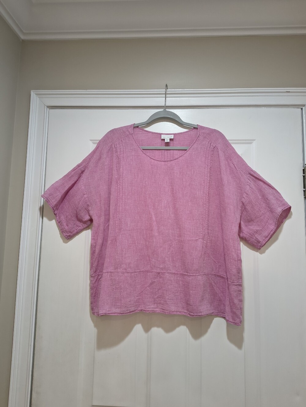 Pure Jill Linen Blend Pintuck Pink Blouse Size XL.